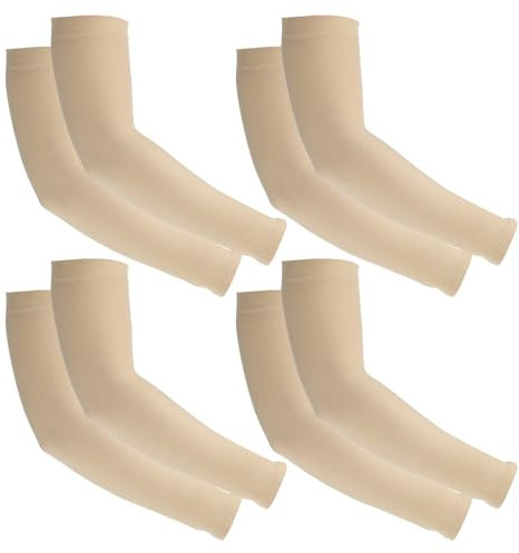 PATIKIL 4 Pairs Arm Sleeves, Sun Protection Arm Sleeve Shade Cooling Arm Sleeves for Sports Hiking Riding, Beige