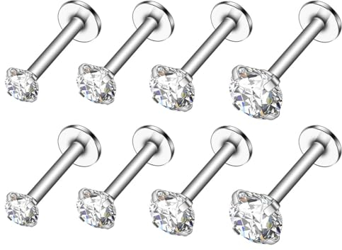 Visxcnu 4 Paare Titan Ohrringe Mit Schraubverschluss - G23 Medizinische Hypoallergene Gesundheitsstecker, 2-5mm CZ Für Empfindliche Ohren - Mode Damen Herren Schmuck