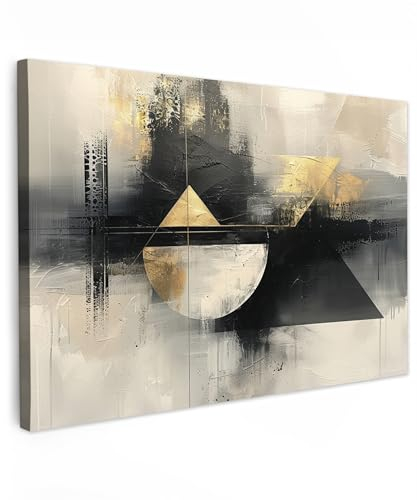 MuchoWow© Leinwandbild Groß 120x80 cm XXL Dekoration Wohnzimmer Bilder Pictures Wall Decoration Living Room Wohnungs Deko Moderne Bild Kunst - Modern - Luxus - Gold - Schwarz