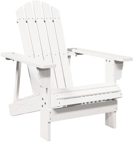 vidaXL Adirondack-Stuhl Weiß 69x85x90,5 cm Massivholz Tanne, Adirondack-Sessel, Adirondack Gartensessel, Liegestuhl, Adirondack Gartenstuhl, Lehnstuhl