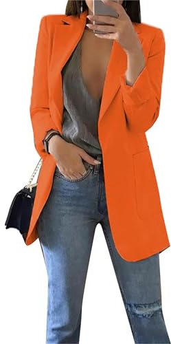 EFOFEI Donna Colloquio Formale Fresco e alla Moda Suit Slim Fit Cappotto Lungo Lavoro Ufficio Business Suit Arancione M