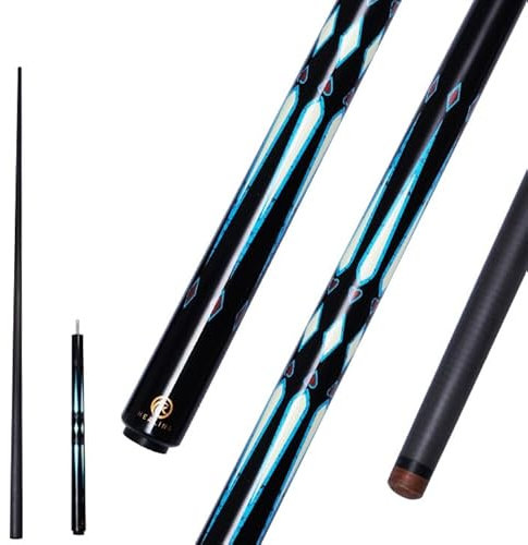 OKHEALING Taco de billar profesional de fibra de carbono 145 cm, cabeza de 10,5 mm, cabeza 3/4 de cabeza pequeña, apta para 8 y 9 bolas negras