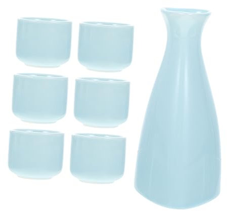 PHENOFICE 1 Set set di caraffe in ceramica bottiglia e tazze di sake decanter veloce porta sakè chiaro distributore vino distributore di vino pratico decanter per vino semplice decanter Blue