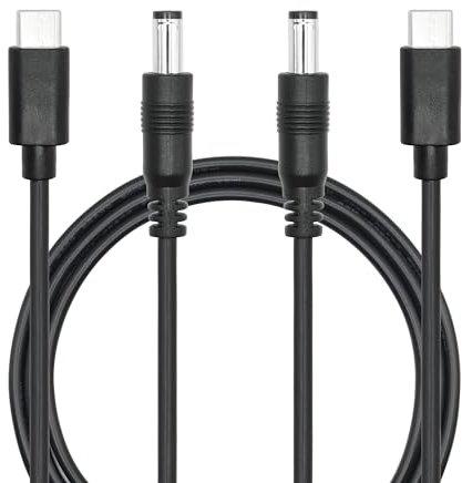 Riertostng DC 5.5mm x 2.5mm zu USB C Stromkabel 1M/3FT, DC 5525 Stecker zu USB Typ C Stecker 5V 3A Strom Ladekabel Verlängerungskabel, für LED Schreibtischlampe, kleiner Ventilator usw. (2Pcs)
