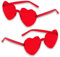 KATELUO Herz Sonnenbrille, 2PCS Sonnenbrille Herz Rot, Hippie Herzförmige Brille, Randlose Sonnenbrille, Lustige Partybrille, Herzförmige Sonnenbrille Dame für Birthday Feste Strand Fasching