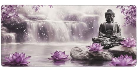 XXL Mouse Pad Lotus 20x10 inch, Large Mouse Mat Zen Gaming Mouse Pad Soft Smooth Surface Desk Mat with Anti-Slip Rubber Base and Waterproof Cloth for Macbook, PC, Laptop, Office, Women Decor Gift-X165