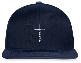 Spreadshirt Faith Glaube Kreuz Religion Christentum Snapback Cap, One Size, Navy/Navy