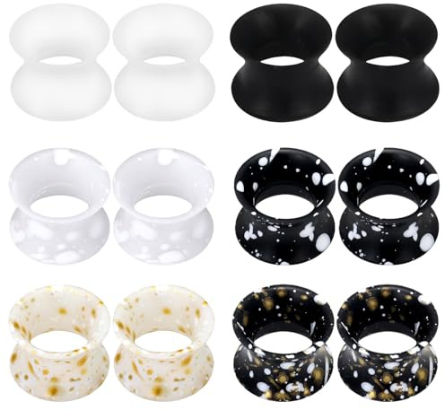 Hernin 6 Paare Silikon Ohr Flesh Tunnel Set Ohrstecker Weich Silikon Tunnels 6/8/10/12/14/16/18/20mm Silicone Fleisch Tunnels Ohrdehner Plug Double Flared Flexibler Tunnel