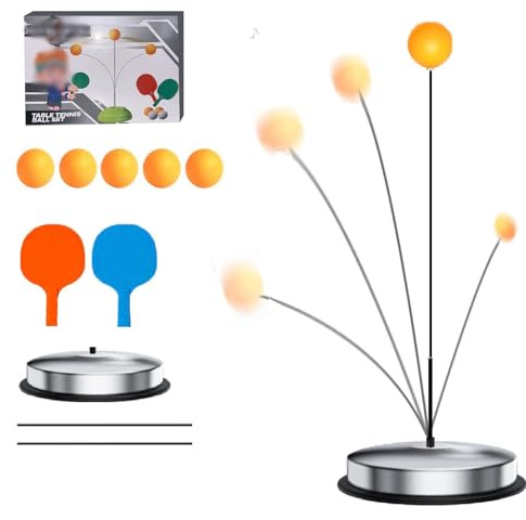 Tischtennis Trainer Mit Elastischem Weichem Schaft, Rapid Rebound, HöHenverstellbar Ping Pong Trainer Mit 2 SchläGern Und 5 üBungsbäLlen Und Zwei Elastische Kordeln (Teenager)