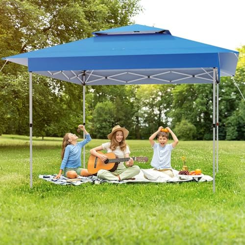 Pavillon 3x3, Pop-Up Gartenpavillon Stabil Höhenverstellbar (265-275-285cm) Faltpavillon UV Schutz 50+, Partyzelt mit Rolltragetasche 4 PCS Sandsäcken, für Outdoor Markt Garten Hof, Blau