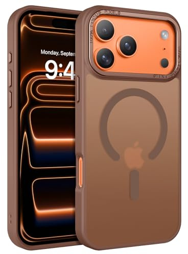 BENTOBEN Hülle für iPhone 17 Pro Max [Kompatibel mit Mag-Safe] Magnetisch für iPhone 17 Pro Max Hülle Durchscheinende Matt Anti-Fingerabdruck Rückseite Dünn Stoßfest Schutzhülle, Titan Wüstensand Gold