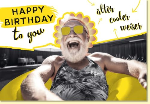Gutsch Verlag Geburtstagskarte lustig mit Sonnenblumen-Design und Spruch älter cooler weiser witzige Doppelkarte für Männer und Frauen zum Geburtstag - mit Umschlag