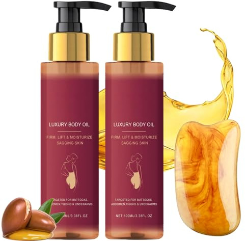 2 Stück Glow Remedy Oil Original,Magic Luxury Body Oil,Glow Remedy Öl Straffendes Magic Körperöl für Schlaffe Haut,Revitalisierung der Haut,Body Oil für Trockene Ha-ut,mit Massage Board für Skincare