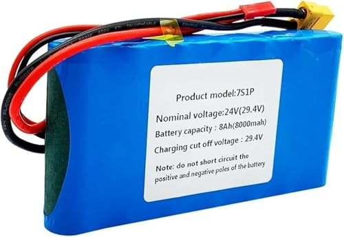 E-Bike Pedelec Akku 24V 8000mAh, Ebike Battery 24V 29.4V 8AH Elektrofahrrad Batterie Eingebauter BMS Wasserdichter PVC-Akku 24V 8AH, XT30+SM
