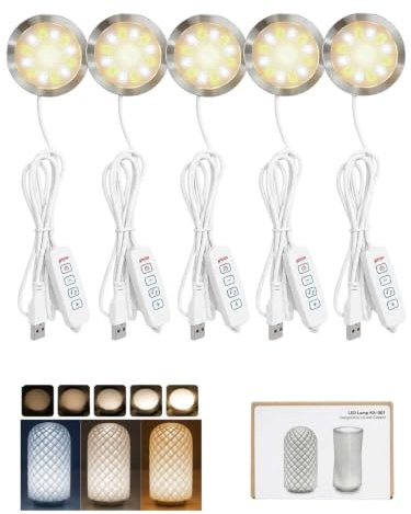 EHJAOOHH LED Lamp Kit 001 5er-Set kompatibel mit 1,5 m Kabel | Fünf USB-LED-Module mit 3000 K 4000 K 6400 K ca. 1,5 m Kabel und Klebepads 3D-Druckteile und Netzteil nicht enthalten