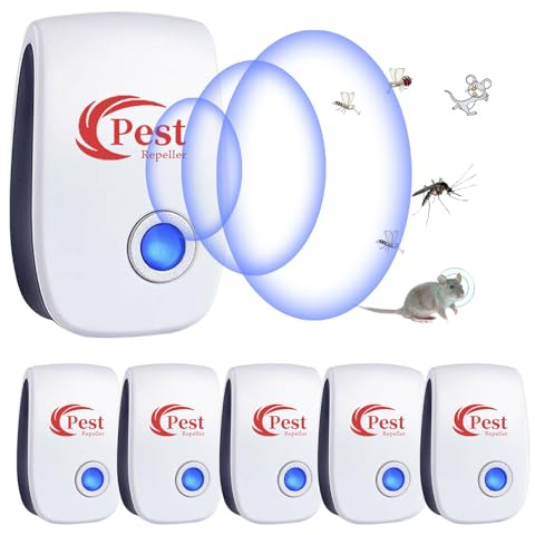 6 pcs Ultrason Anti Moustiques, Répulsif Ultrason Anti-Rongeurs Insectes, Ultrason Souris et Rats, Intérieur Répulsif Électronique Insectes pour Souris, Rats Fourmis Araignées Moustiques