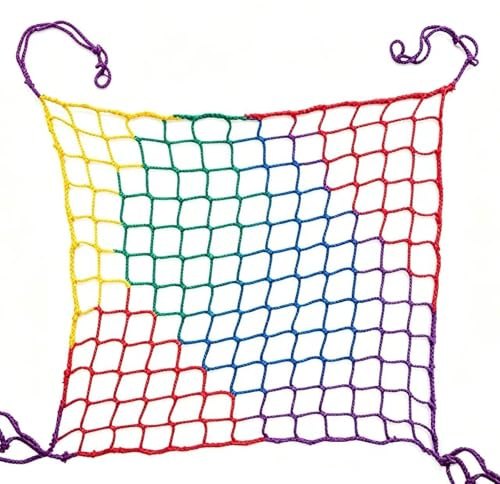 Universal Sicherheitsnetz Bunt Kinder Schutznetz Polyester Knotenlos Treppe Zaun GeländerSicherheitsschutz Anti-Fall für Haustier Katzennetz Balkone Terrassen Fenster(Size:1*3m(3*10ft),Color:BUNTE)