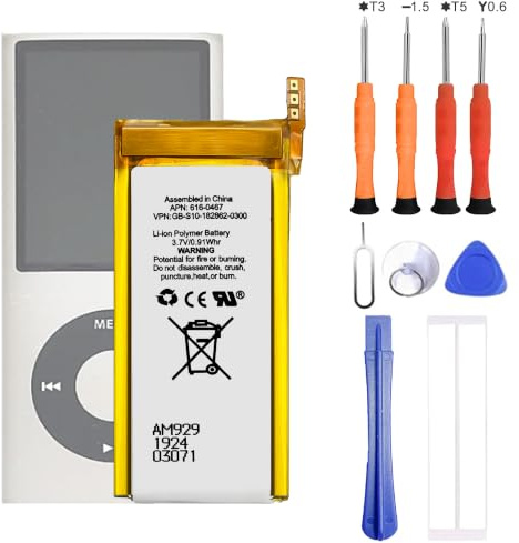 VUXYIT 616-0406 616-0467 - Batteria di ricambio compatibile con iPod Nano (4a generazione) A1285 MP3, MP4, PMP con kit di attrezzi di riparazione