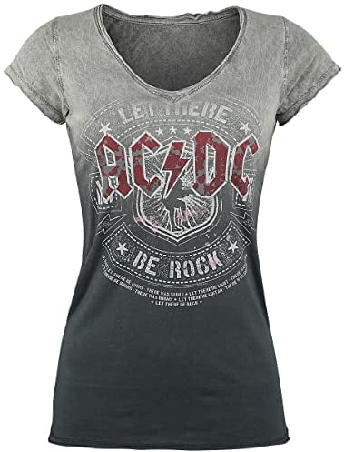 AC/DC Let There be Rock Frauen T-Shirt grau/dunkelgrau L 100% Baumwolle Band-Merch, Bands
