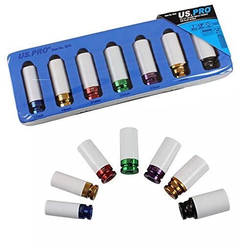 US PRO 7PC 1/2'' Alloy Wheel Deep Impact Sockets 17-27mm