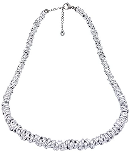 Collana nodini intrecciati regolabile per donna 6 mm 45+5 cm Argentato