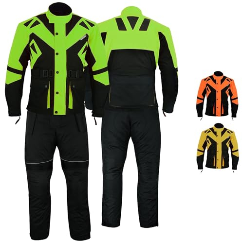 German Wear Motorradkombi Herren 2-teiler mit Protektoren Motorradanzug Textilien Motorradjacke & Motorradhose motorrad kleidung Grün - 52