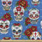 ABAKUHAUS Zuckerschädel Gewebe als Meterware, Mexikanische Retro Punkte, Schön Gewebten Stoff für Polster und Wohnaccessoires, 1M (148x100cm), Lavendelblau Rot