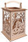 Rayher Holz Laterne Kürbis, mit Griff, 15,3x15,3x26,5cm, Holzbausatz, 15-tlg,Windlicht, für LED-Kerze, Lichterkette, Laterne Helloween, FSC Mix Credit, 62893505, Natur