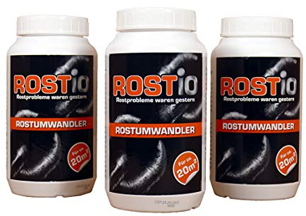Rostio 3 x Rostumwandler & Grundierung | Hocheffektiver Rostkonverter mit Pinsel 1 Liter