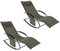 SoBuy Sonnenliege 2 Personen Liegestuhl Gartenliege wetterfest Schaukelstuhl mit Kopfkissen Schaukelliege Strandliege Outdoor Terrasse Balkon Camping bis 150 kg Braun Gartenmöbel OGS28-BRx2