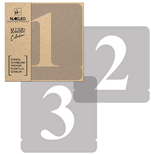 NAKLEO Zahlen Malschablonen Set 12 Stück, 25 cm Ziffern & Zeichen Times Roman Schriftart, Wiederverwendbare Kunststoff Stencil, DIY Handwerk Holz Möbel Wand Dekoration
