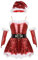Aislor Mädchen Weihnachten Outfit Weihnachtskleid Eiskunstlauf Weihnachtself Kleid Pailletten Tanzkostüm Tanzkleid mit Weihnachtshut+ Armstulpen Rot 98-104