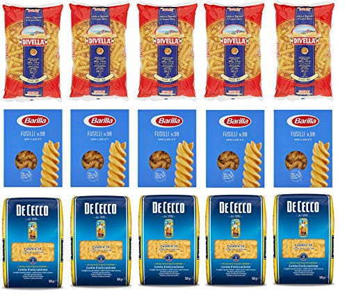 Testpaket Fusilli Barilla Divella De Cecco Italienische Kurze Pasta ( 15 x 500g ) Nudeln