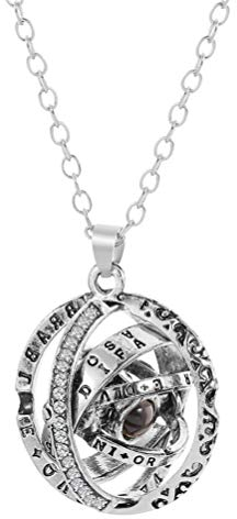 AILOS Schmuck Halskette, 925 Sterling Silber Halskette, rotierende astronomische Kugel Halskette 100 Sprachen Ich liebe dich Projektion Astronomie Halskette Geschenk für Frauen Männer