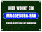 Hier wohnt ein Magdeburg-Fan Metallschild in 15x20 cm mit Rasenmotiv Sportfan Magdeburg Sport Deutschland Kult Blechschild
