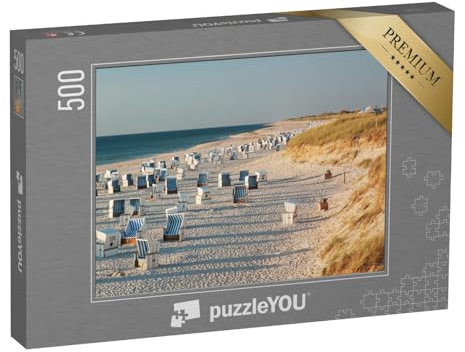 puzzleYOU: Puzzle 500 Teile „Strand mit Strandkörben im Abendlicht bei Kampen auf Sylt“ – aus der Puzzle-Kollektion Strandkörbe