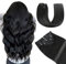 YILITE Clip in Extensions Echthaar 50cm 100% Echthaar Extensions Clip 20 Zoll 8 Stück 120g Unsichtbar Glatt Zum Anklippen Menschenhaar Doppelt Genäht (50cm #1 Tief Schwarz)
