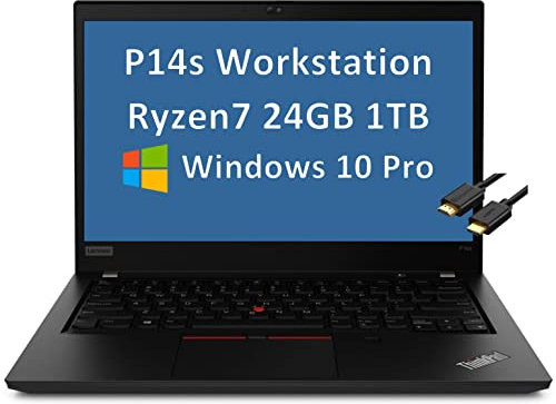 Lenovo ThinkPad P14s 14 FHD Thin Light Mobile Workstation Business Laptop (AMD 8-core Ryzen 7 Pro 4750U (Beat i7-10750H), 24GB RAM, 1TB SSD) Backlit, Fingerprint, WiFi 6, Win 10 Pro, IST Cable