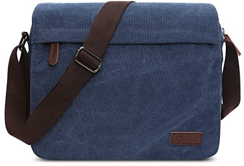 DORRISO Mode Umhängetasche Herren Schultertasche Leinwand Kuriertasche Laptoptasche für 13.3 Zoll Laptop Kuriertasche Männer Casual Reise Bergsteigen Schultertaschen Blau