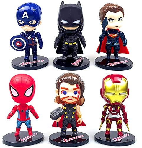 Aven-ger Cake Toppers,6PCS Aven-ger Figures Party, Anime Action Figures Cake Toppers,Cartoons Cupcake Figurine For Kids Birthday Baby Shower Avenger Theme Party Supplies