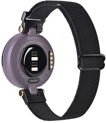 C2D JOY elastisches Nylonband kompatibel mit Garmin Lily Bands Armbanduhr Verstellbar Elastisch Sport Armband-Schwarz
