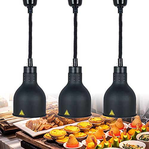 Calentador de Comida Ajustable, Lámpara Colgante de Calor para Alimentos, Calentador de Comida y de Platos para Hogares Bares y Restaurantes, Bombilla de 250W(Size:3pcs)