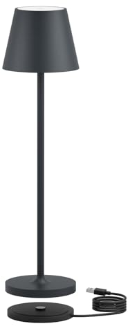 K-Bright mini led tischlampe | Indoor & Outdoor kleine Dimmbare LED Akku Tischleuchte | Warme Lichtfarbe | IP54 wasserdicht | tischleuchte akku mit USB Ladestation | Anthrazit