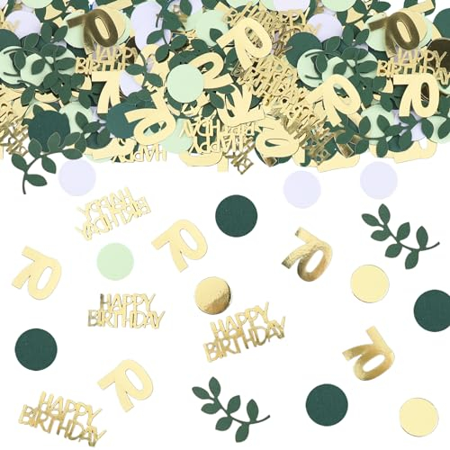GoldRock Konfetti 70 Geburtstag Deko Grün,200 Stück Tischdeko 70 Geburtstag Frauen Männer,70er Streudeko Geburtstag Gold,70. Geburtstage Deko Confetti,Deko 70 Geburtstage Mann Frau,70 Jahre Dekoration