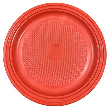 TEKHOME Piatti Piani Rossi per Natale, Feste, Capodanno, Laurea di Plastica Riutilizzabile Rigida, Lavabili in Lavastoviglie copnfezioni 100/200/500 (100)