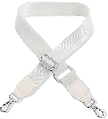 Schultergurt für Handtasche Laptoptasche - Weiß [Metallfarbe: Silber] - Länge verstellbar 89-142 cm - Breite 3,8 cm - Ersatz Gurt Band Schulterriemen Strap Umhängegurt für Laptoptasche
