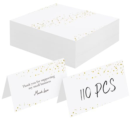 110 Tischkarten, Goldfolie mit Punktmuster, Kleine leere Platzkarten, Zierliche Sitzkarten, Leere Namenskarten, Begleitkarten für Hochzeit, Tisch, Dinnerpartys, Empfänge (Jede Karte misst 5cm x 9cm)