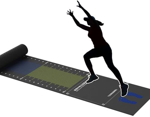 Weitsprung Matte Weitsprungmatte für Kinder und Erwachsene, stehende Sprungbahn-Übungsmatte/vertikale Sprungspielmatte für Schule, Zuhause, Testen, Messen von Weitspringern, dicke 3 mm Gummi-Bodenmatt