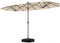 COSTWAY Ombrellone Doppio da Giardino con Base, Ombrellone da Giardino con 36 Luci LED, Ombrellone Rettangolare con Manovella, 400 x 200 cm, per Giardino, Piscina (Beige)
