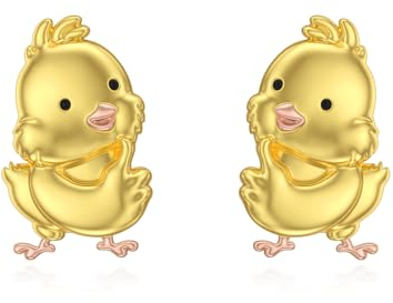 HARMONY BOLA Gold Enten Ohrringe für Mädchen Sterlingsilber Niedliche Hypoallergene Enten Ohrstecker Schmuck Geburtstagsgeschenke für Tochter